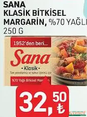 SANA KLASİK BİTKİSEL MARGARİN 250 G fiyat ve kampanya bilgisi